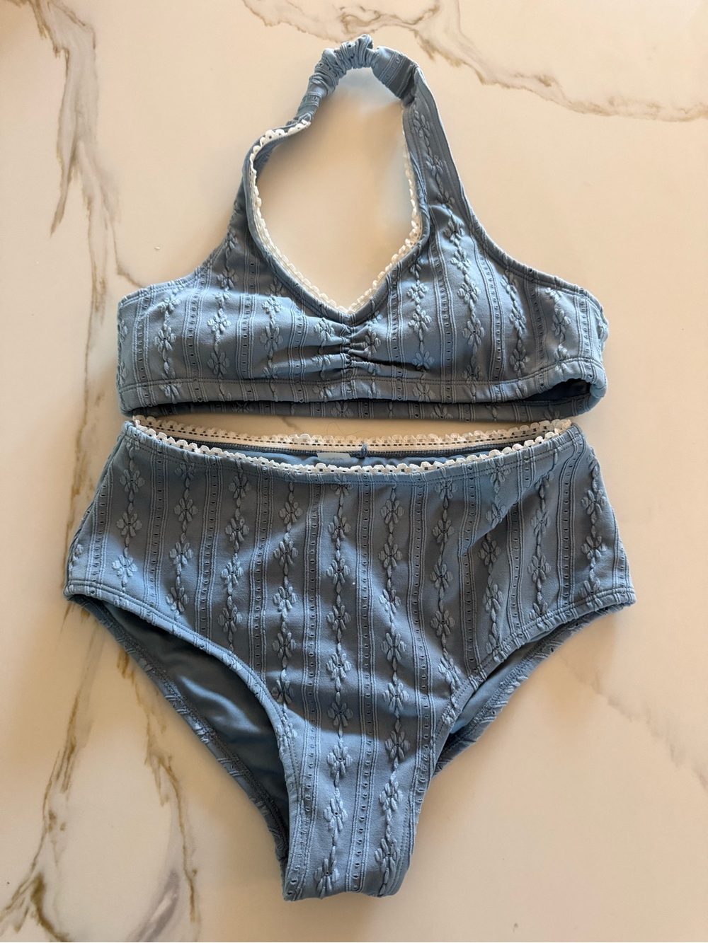 Blue Two-Piece Classic halter Style Swimsuit